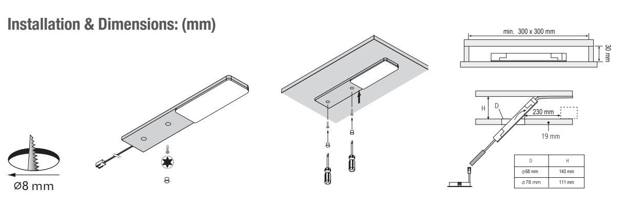 Rect-Light Skápaljós Ofurþunnt rétthyrnd eldhúsljós123